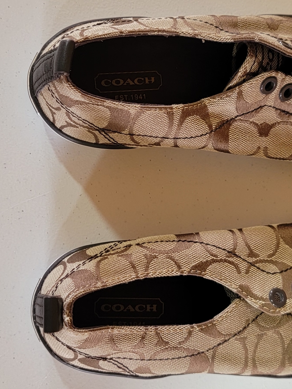 Coach Women's Signature Canvas Slip-On Sneakers in Tan and Brown - Picture 2 of 5